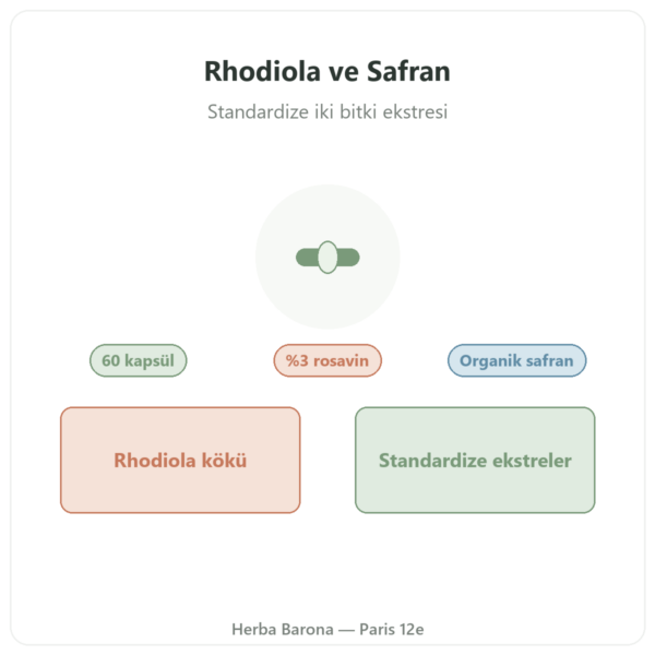 Rhodiola Rosea ve Safran Nutripure 60 kapsül tanıtım Paris Herba Barona