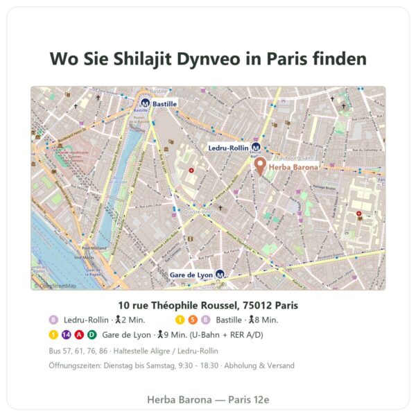 Wo finden Shilajit pur – Dynveo – 60 % Fulvosäuren – 60 Kapseln - Herba Barona Paris