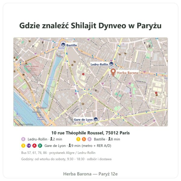 Gdzie znaleźć Shilajit czysty – Dynveo – 60 % kwasów fulwowych – 60 kapsułek - Herba Barona Paris