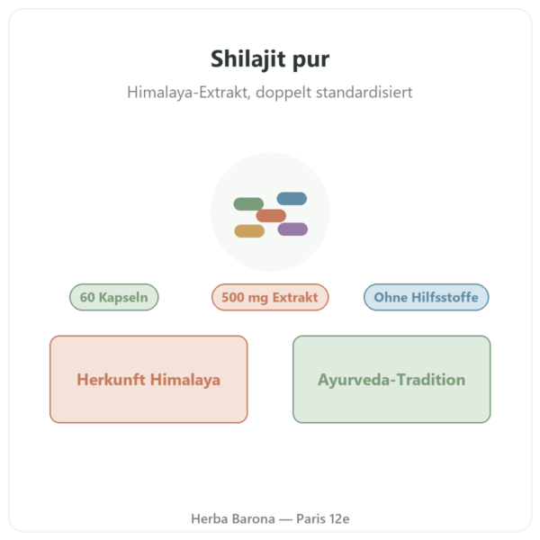 Shilajit pur – Dynveo – 60 % Fulvosäuren – 60 Kapseln Vorstellung Paris Herba Barona