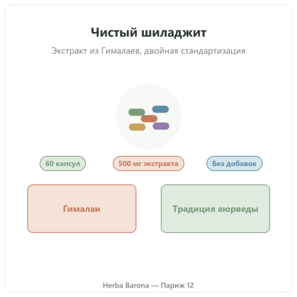 Чистый шиладжит – Dynveo – 60 % фульвокислот – 60 капсул презентация Paris Herba Barona
