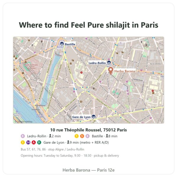 Where to find Feel Pure shilajit - Herba Barona Paris