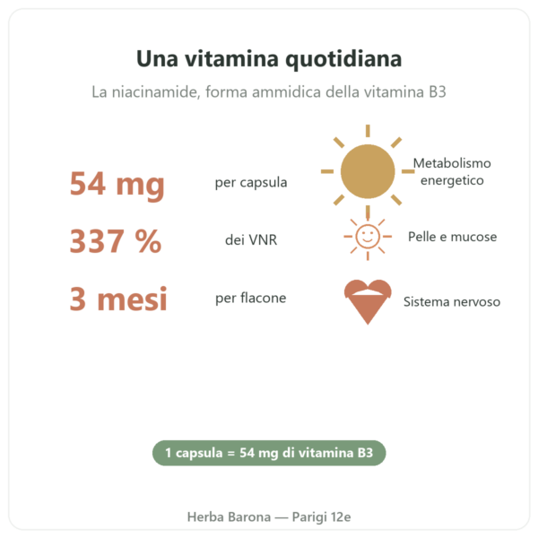 Vitamina B3 (niacinamide) Nutripure 90 capsule benefici e cifre Paris Herba Barona
