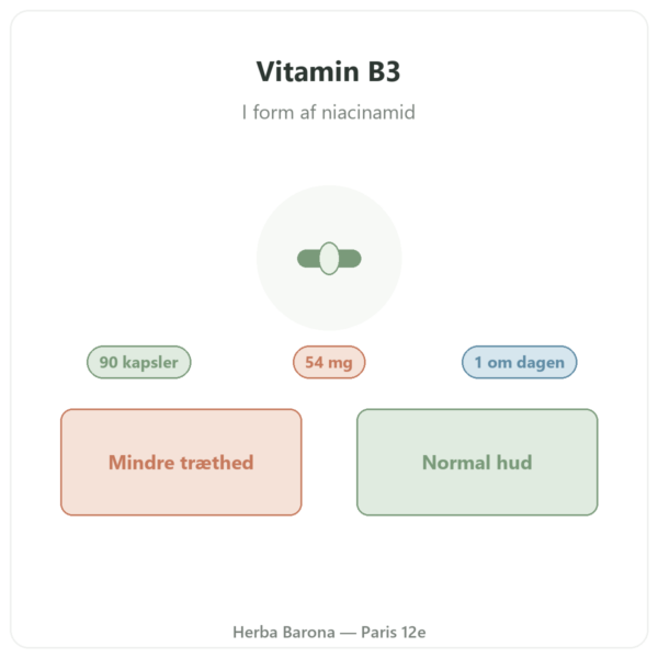 Vitamin B3 (niacinamid) Nutripure 90 kapsler præsentation Paris Herba Barona