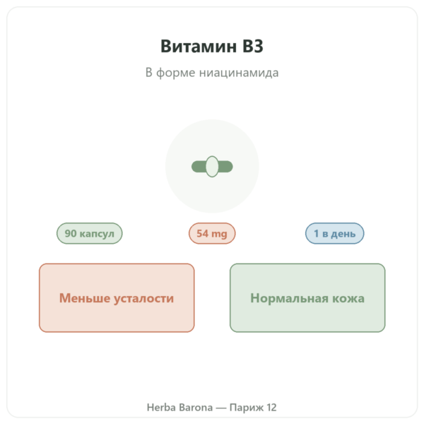 Витамин B3 (ниацинамид) Nutripure, 90 капсул презентация Paris Herba Barona