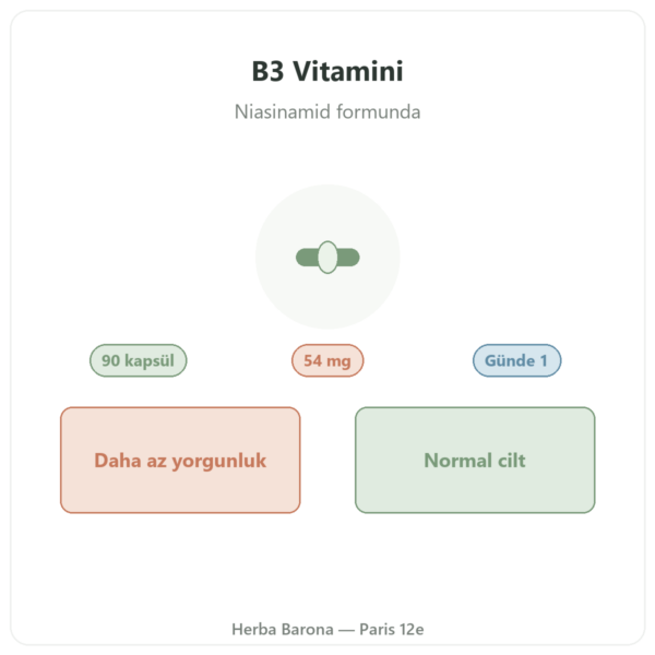 B3 Vitamini (niasinamid) Nutripure 90 kapsül tanıtım Paris Herba Barona