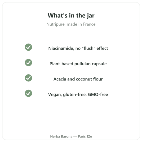 Vitamin B3 (niacinamide) Nutripure 90 capsules quality Paris Herba Barona