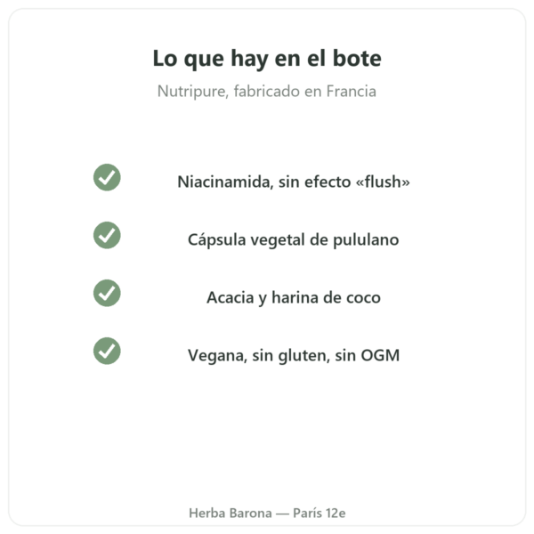 Vitamina B3 (niacinamida) Nutripure 90 cápsulas calidad Paris Herba Barona