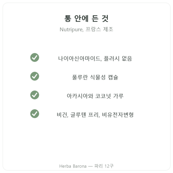 Nutripure 비타민 B3(나이아신아마이드) 90캡슐 품질 Paris Herba Barona