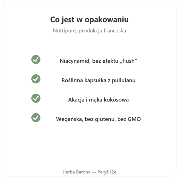 Witamina B3 (niacynamid) Nutripure 90 kapsułek jakość Paris Herba Barona