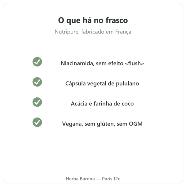 Vitamina B3 (niacinamida) Nutripure 90 cápsulas qualidade Paris Herba Barona