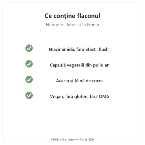 Vitamina B3 (niacinamidă) Nutripure 90 capsule calitate Paris Herba Barona