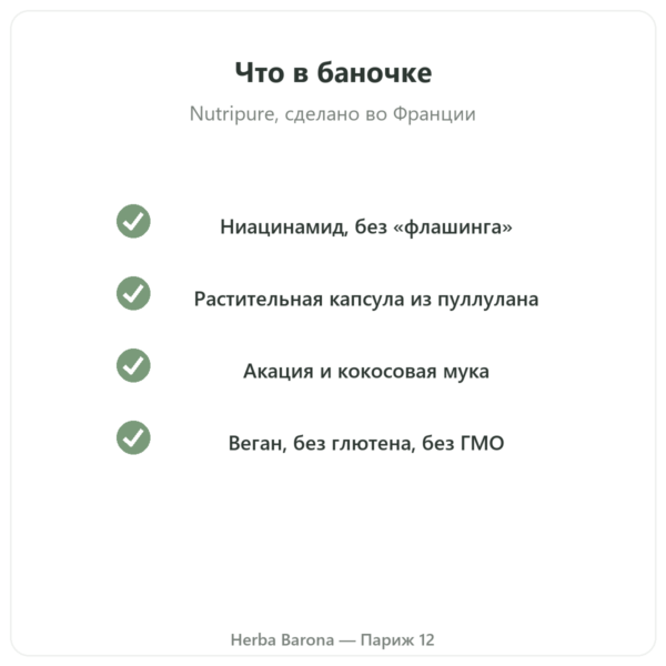 Витамин B3 (ниацинамид) Nutripure, 90 капсул качество Paris Herba Barona