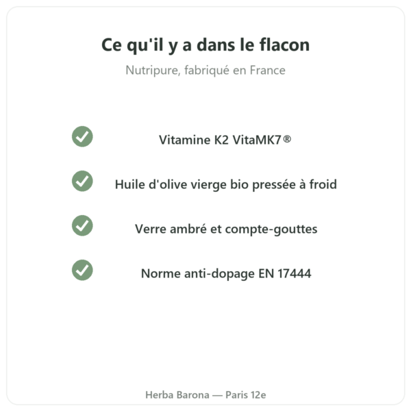 Vitamine D3 + K2-MK7 Nutripure 3000 UI 20 ml qualité Paris Herba Barona