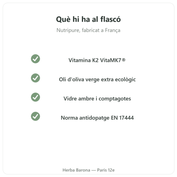Vitamina D3 + K2-MK7 3000 UI Nutripure 20 ml qualitat Paris Herba Barona
