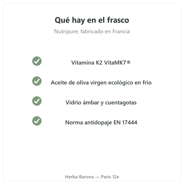 Vitamina D3 + K2-MK7 3000 UI Nutripure 20 ml calidad Paris Herba Barona