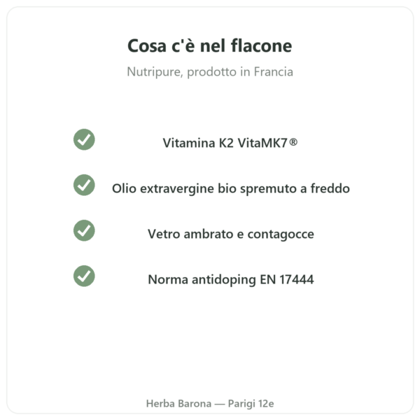 Vitamina D3 + K2-MK7 3000 UI Nutripure 20 ml qualità Paris Herba Barona