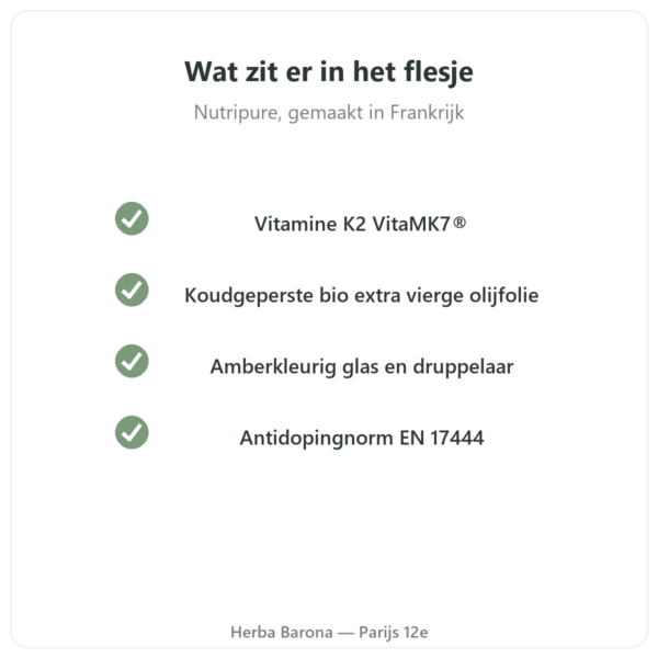 Vitamine D3 + K2-MK7 3000 IE Nutripure 20 ml kwaliteit Paris Herba Barona