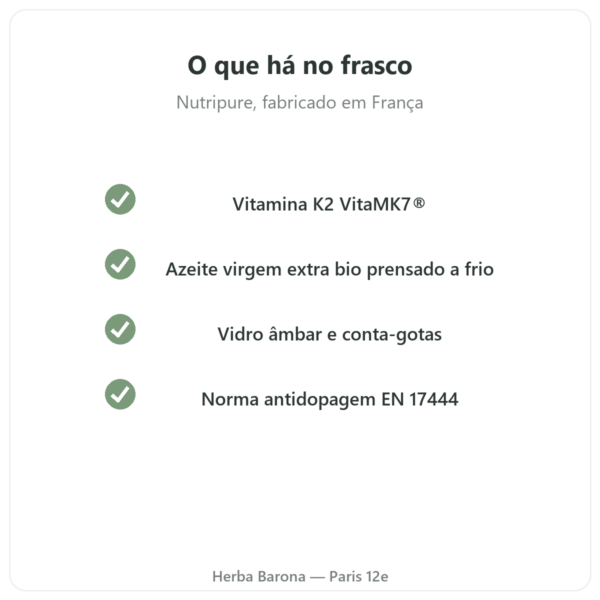 Vitamina D3 + K2-MK7 3000 UI Nutripure 20 ml qualidade Paris Herba Barona