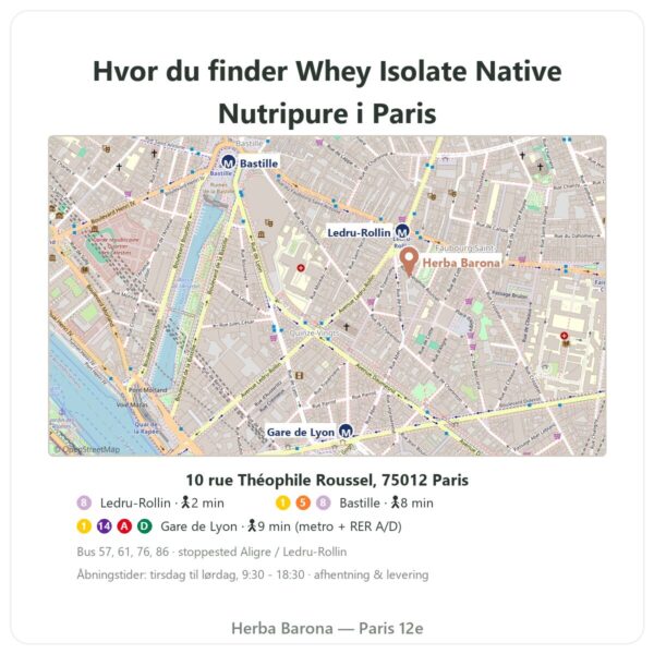 Hvor man finder Whey Isolate Native Nutripure 750 g - Herba Barona Paris
