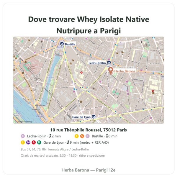 Dove trovare Whey Isolate Native Nutripure 750 g - Herba Barona Paris