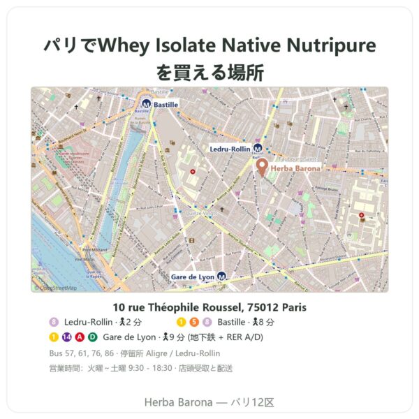 取扱店 Whey Isolate Native Nutripure – 750 g - Herba Barona Paris