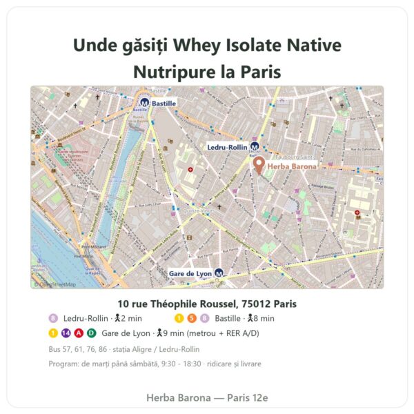 Unde găsiți Whey Isolate Native Nutripure 750 g - Herba Barona Paris