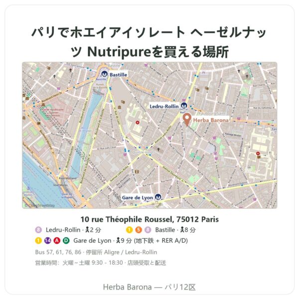 取扱店 ホエイアイソレート ヘーゼルナッツ Nutripure – 750g - Herba Barona Paris