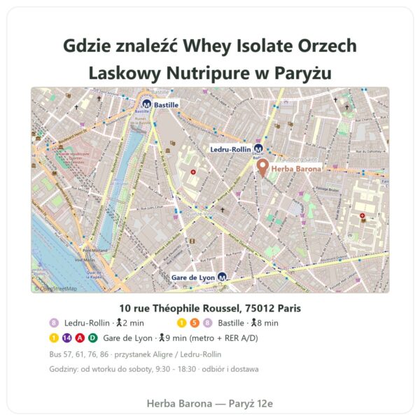 Gdzie znaleźć Whey Isolate Orzech Laskowy Nutripure – 750 g - Herba Barona Paris