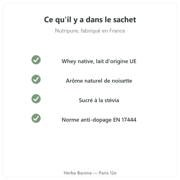 Whey Isolate Noisette Nutripure 750 g qualité Paris Herba Barona