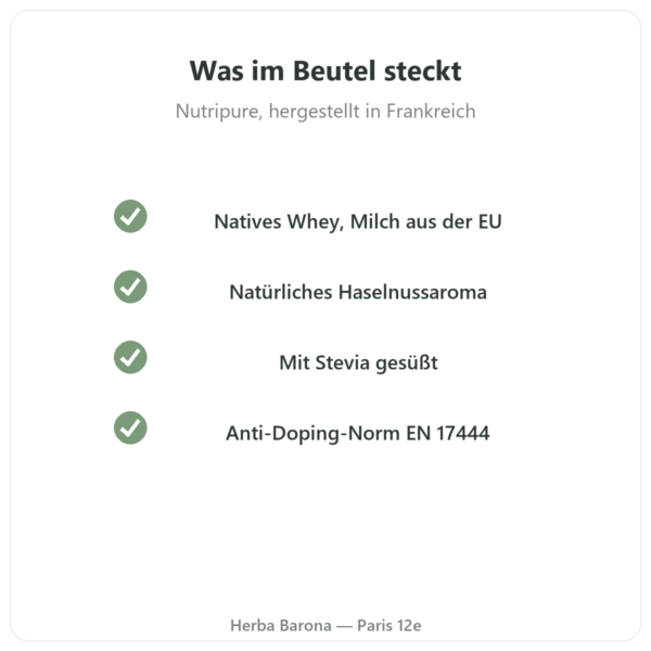 Whey Isolate Haselnuss Nutripure – 750 g Qualität Paris Herba Barona