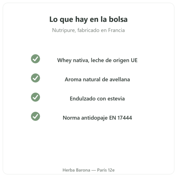 Whey Isolate Avellana Nutripure – 750 g calidad Paris Herba Barona