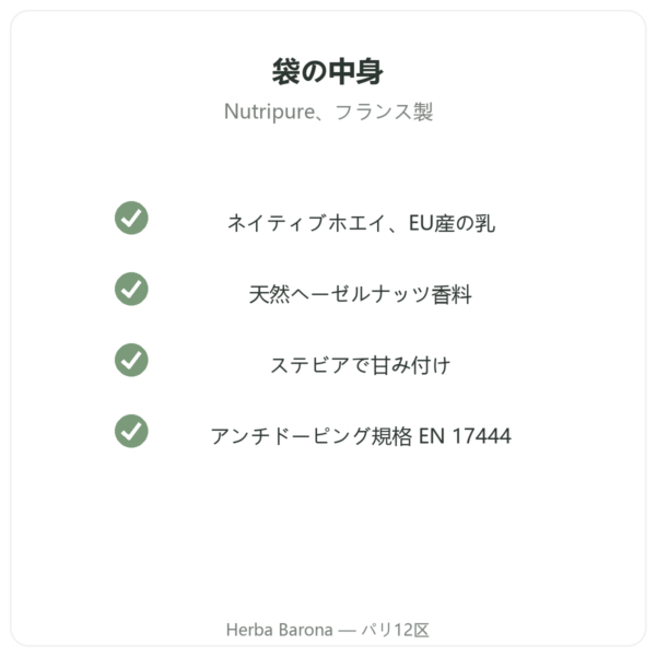 ホエイアイソレート ヘーゼルナッツ Nutripure – 750g 品質 Paris Herba Barona