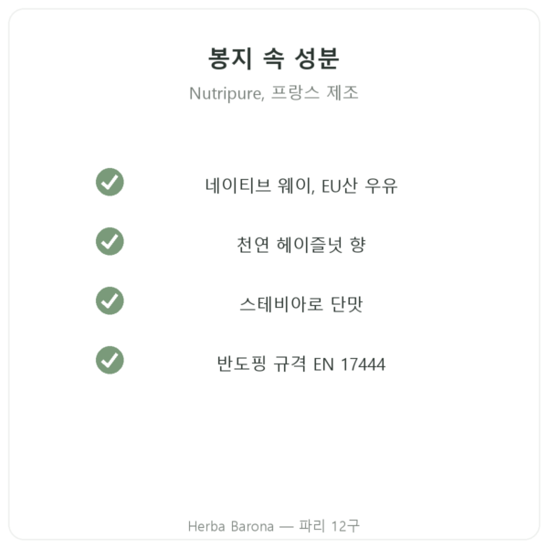 웨이 아이솔레이트 헤이즐넛 Nutripure – 750g 품질 Paris Herba Barona