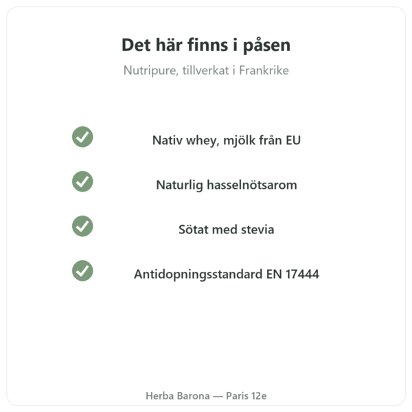 Whey Isolate Hasselnöt Nutripure – 750 g kvalitet Paris Herba Barona