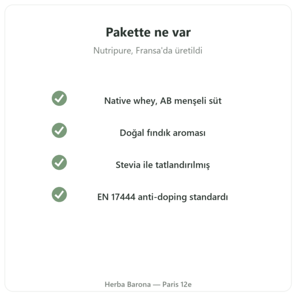 Whey Isolate Fındık Nutripure – 750 g kalite Paris Herba Barona