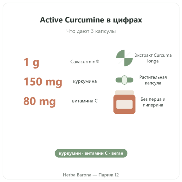 Active Curcumine Nutripure, 90 капсул ключевые цифры Paris Herba Barona