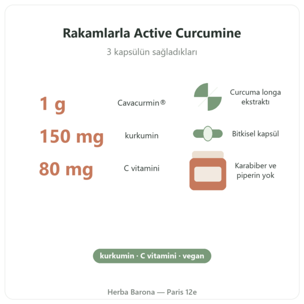 Active Curcumine Nutripure 90 kapsül temel rakamlar Paris Herba Barona