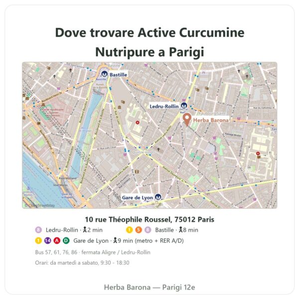 Dove trovare Active Curcumine Nutripure 90 capsule - Herba Barona Paris