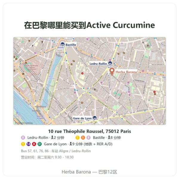 购买地点 Nutripure Active Curcumine 姜黄素 90粒胶囊 - Herba Barona Paris