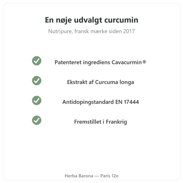 Active Curcumine Nutripure 90 kapsler kvalitet Paris Herba Barona