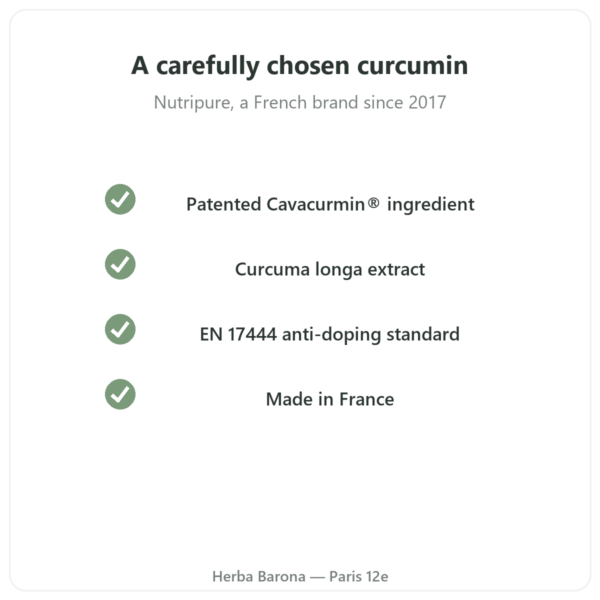 Active Curcumine Nutripure 90 capsules quality Paris Herba Barona