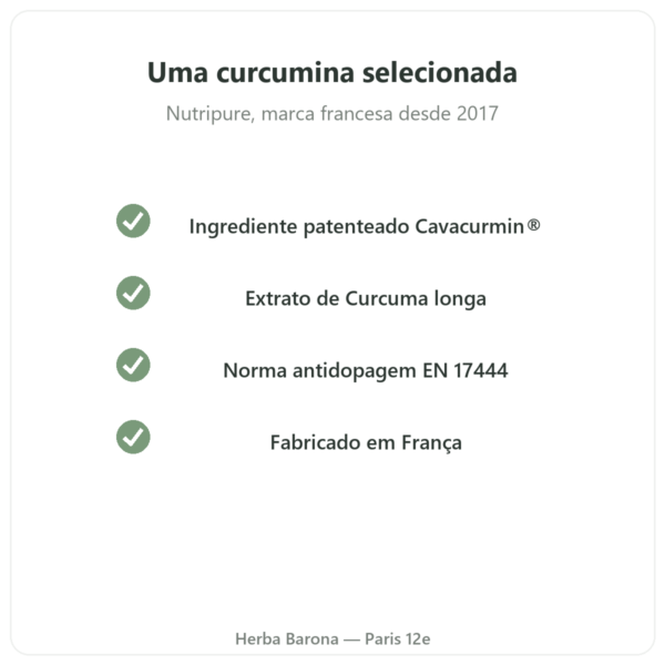 Active Curcumine Nutripure 90 cápsulas qualidade Paris Herba Barona