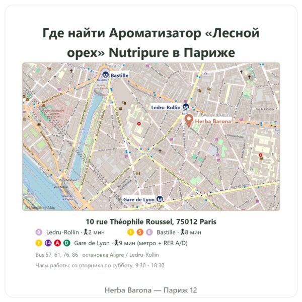 Где купить Натуральный ароматизатор «Лесной орех» Nutripure, 50 г - Herba Barona Paris