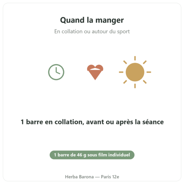 Barre protéinée chocolat amandes Nutripure 46 g mode d'emploi Paris Herba Barona