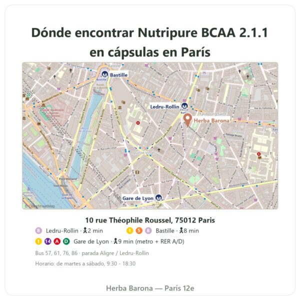 Dónde encontrar BCAA 2.1.1 Nutripure 180 cápsulas - Herba Barona Paris