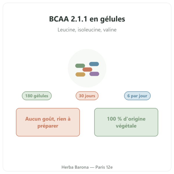 BCAA 2.1.1 Nutripure 180 gélules présentation Paris Herba Barona