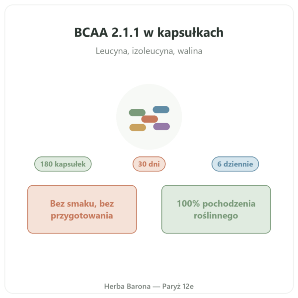 BCAA 2.1.1 Nutripure 180 kapsułek prezentacja Paris Herba Barona