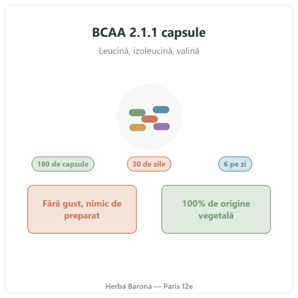 BCAA 2.1.1 Nutripure 180 de capsule prezentare Paris Herba Barona