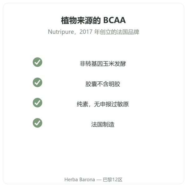 BCAA 2.1.1 Nutripure 180 粒胶囊 品质 Paris Herba Barona